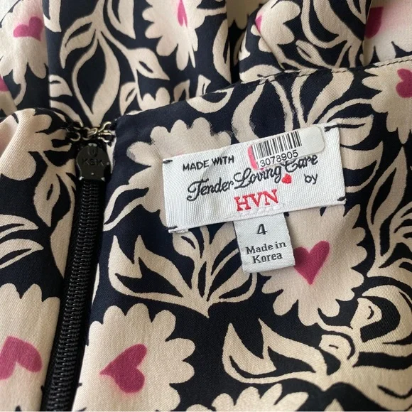 HVN Atlanta Button Front Floral Heart Print Strappy Dress US4 - Picture 6 of 7